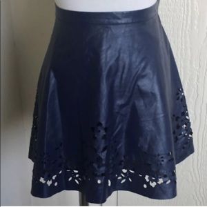 Dark Blue Faux leather mini skirt